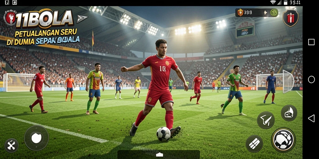 Tangkapan layar 11BOLA menampilkan aksi penuh di lapangan sepak bola.