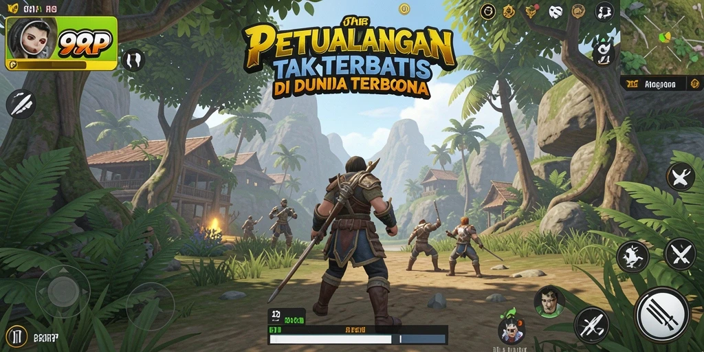 Screenshot gameplay menunjukkan petualangan mendebarkan dalam dunia terbuka.