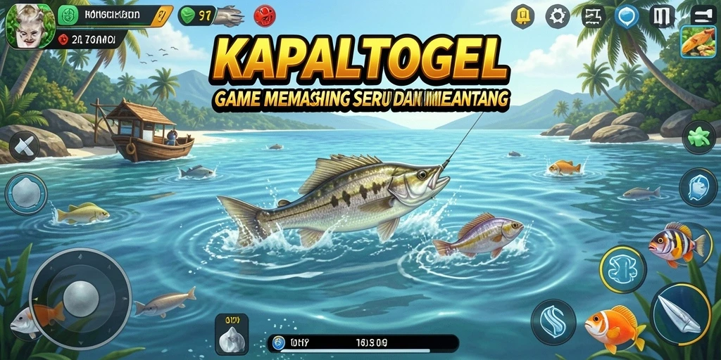 Tampilan gameplay KAPALTOGEL yang memukau saat memancing.