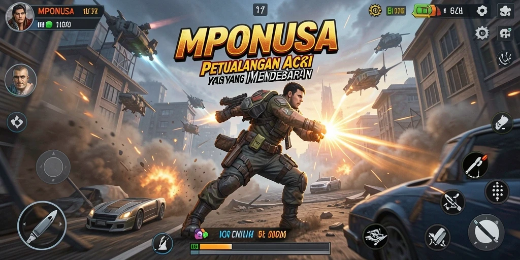 Tampilan gameplay MPONUSA yang mendebarkan dan penuh aksi.