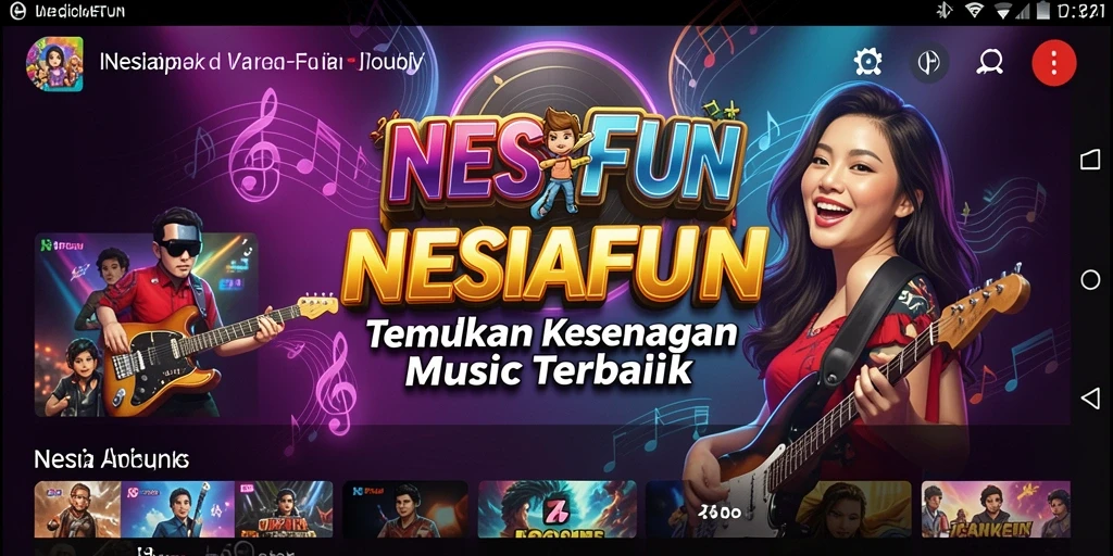 Tampilan utama NESIAFUN menampilkan gameplay musik yang seru dan interaktif.