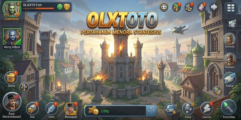 Tangkapan layar OLXTOTO menampilkan aksi menara pertahanan yang intens.