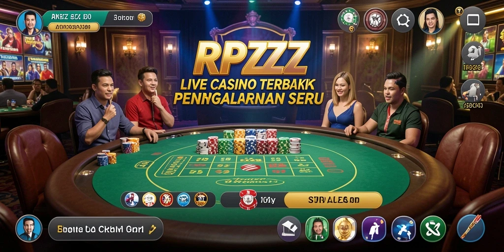 Screenshot gameplay RPZZZ yang menampilkan dealer langsung di Live Casino.