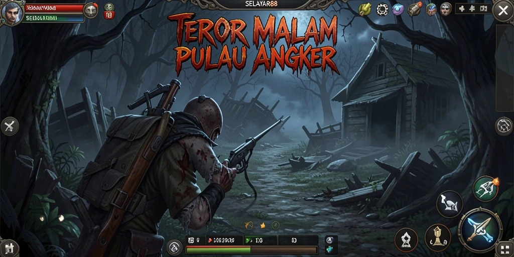 Tampilan gameplay menyeramkan di pulau terkutuk.