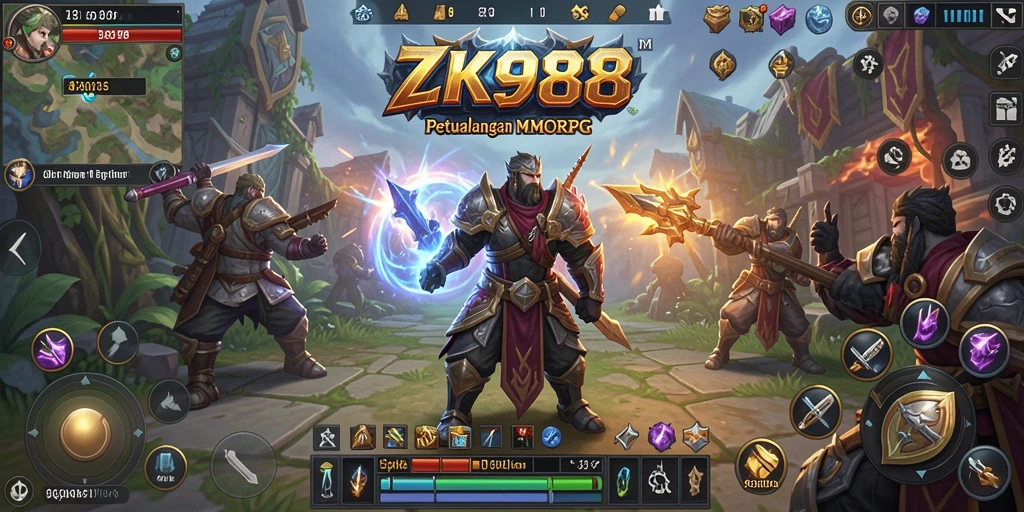 Gameplay seru di dunia fantasi ZK988 dengan karakter beragam.